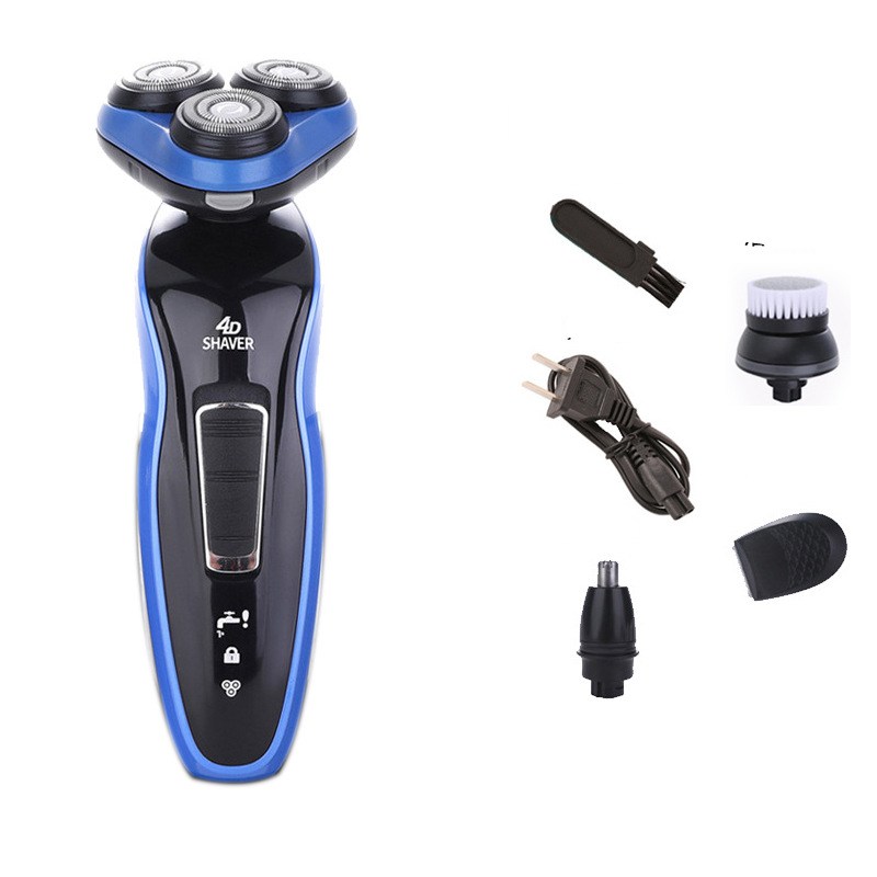 4-in-1 Rechargeable Electric Shaver for Men with Triple Blade Razor and Hair Trimmer