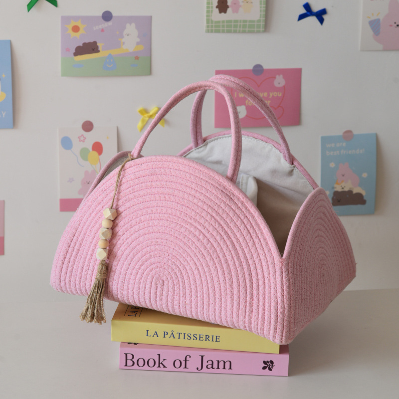 سلة تخزين منسوجة محمولة – منظم حفاضات أطفال بسيط