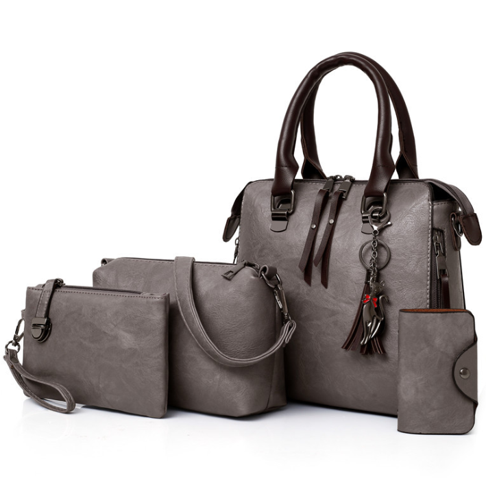 Trendy multi-piece handbag set with a simple and retro design, including a shoulder bag and a crossbody bag