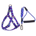 Stylish chest and back harness for pets with a circular traction rope and a comfortable foam handle