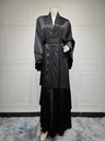 An elegant and modern abaya in a solid color, with an outer cardigan 