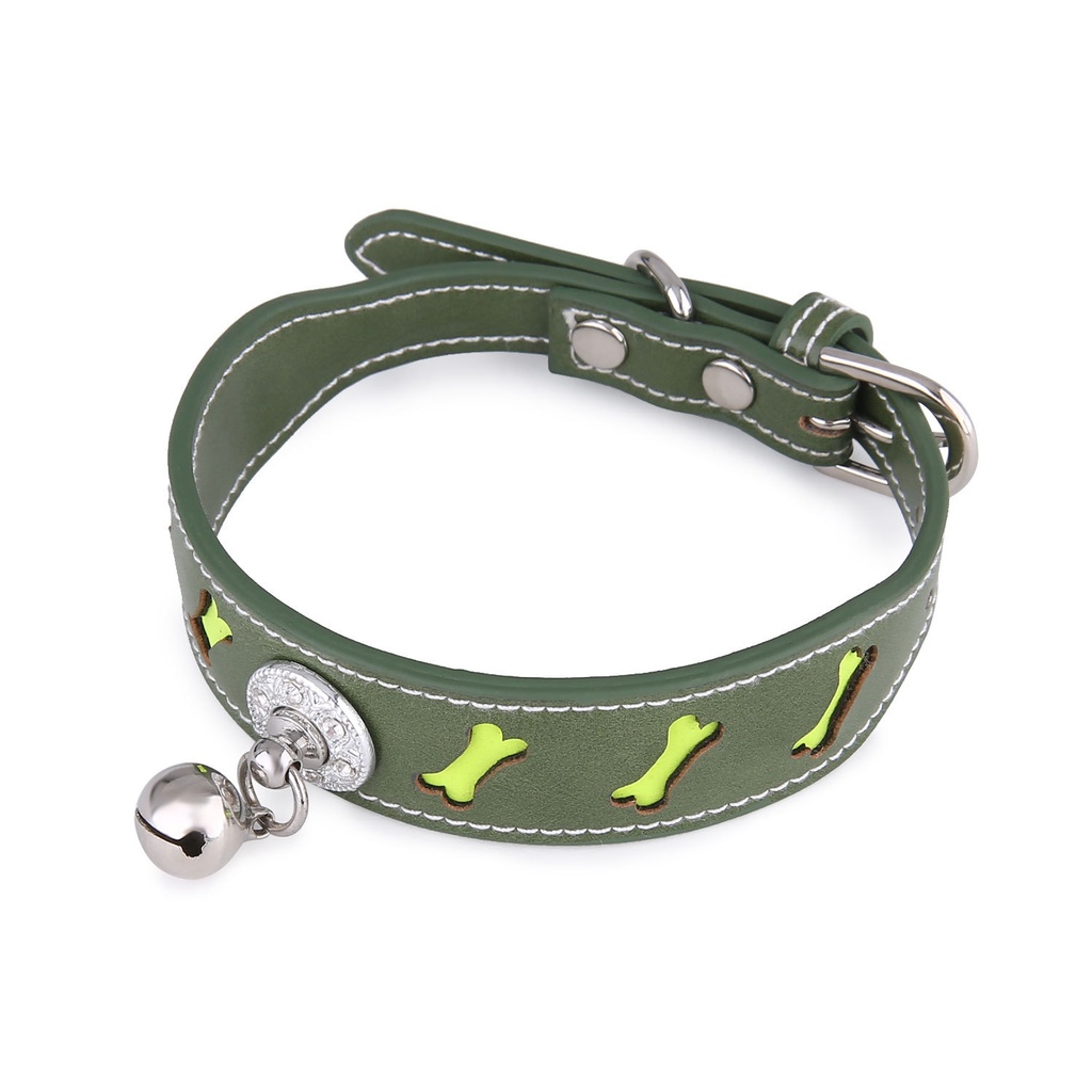 Reflective Pet Collar with Bone-Shaped Tag and Bell for Cats and Dogs
