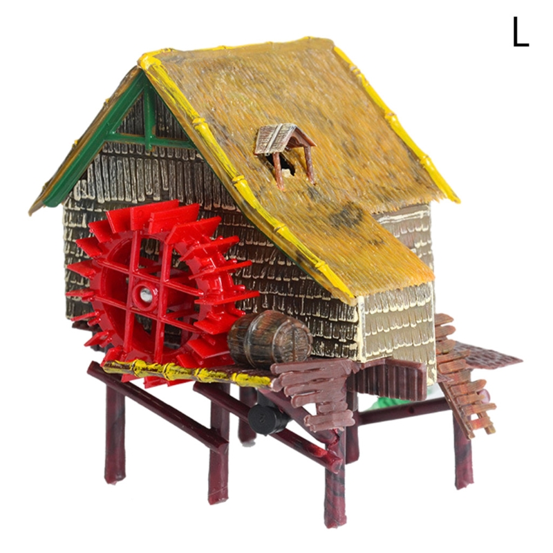 زينة حوض أسماك على شكل منزل صغير مع وظيفة تزويد الأكسجين بالهواء