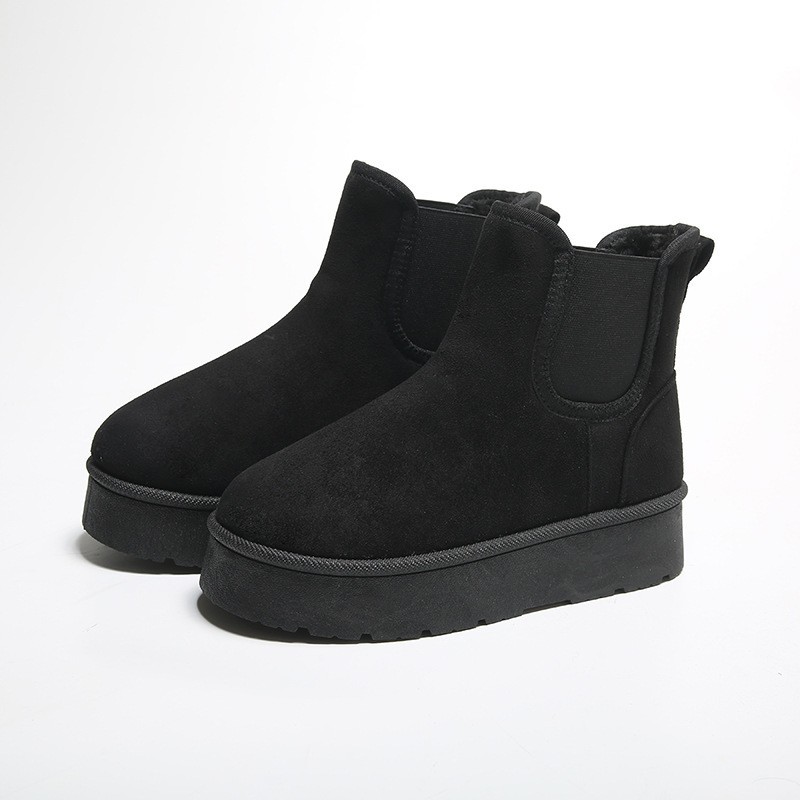 أحذية كاحل شتوية سميكة ومبطنة بالفرو