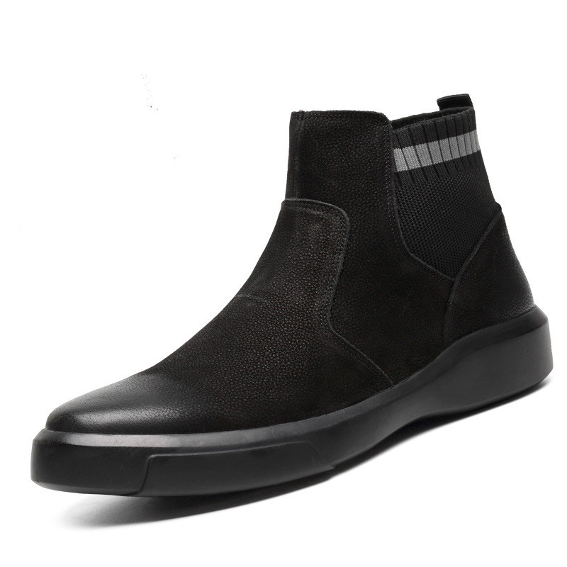 A stylish and modern men's high-top leather boot design