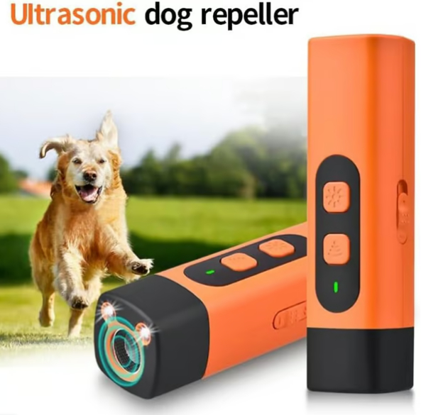 Rechargeable Ultrasonic Dog Repeller and Training Device with LED Flashlight