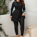 Women’s Plus-Size Two-Piece Swimsuit with Long Sleeves
