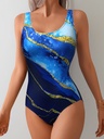 Gradient U-neck one-piece swimsuit