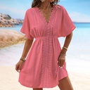 Ice Silk Beach Dress with Lace Stitching