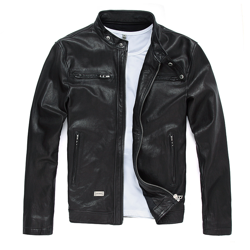 Genuine Leather Jacket with Slim-Fit Design
