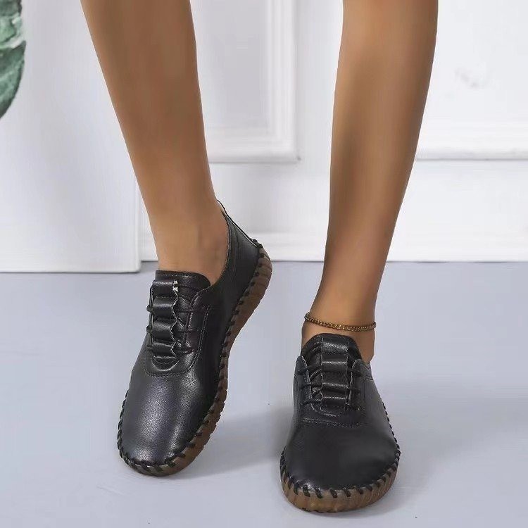 Beef Tendon Soft Bottom Mom Shoes Round Head Comfortable Slip-on Flat Shoes