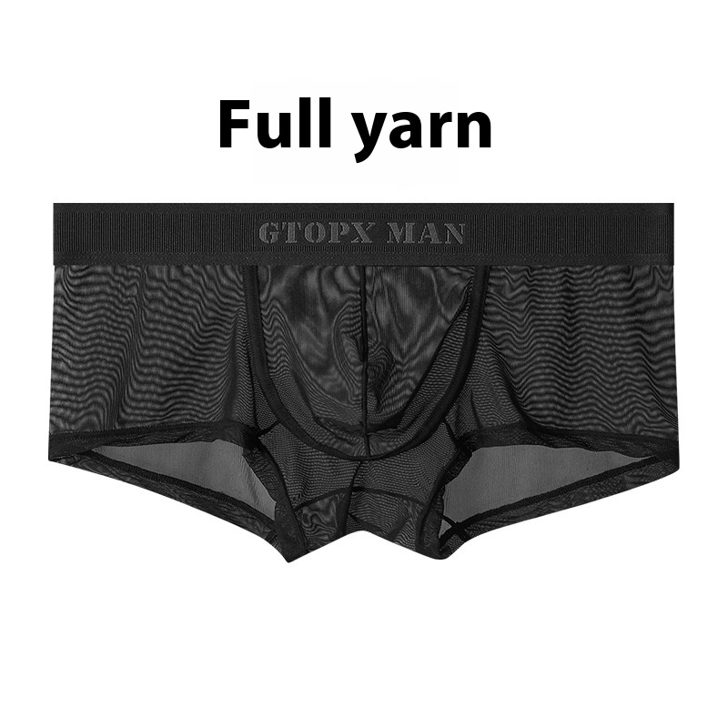 Personality Ice Silk U Convex Low Waist Thin Transparent Sexy Mesh Breathable Briefs