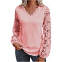 V-neck Casual Loose Women's Lace Bottoming Shirt Long Sleeve