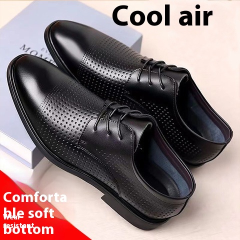 Mesh leather shoes with a British-inspired casual‑formal style 