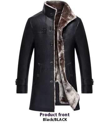 Men's Mid-length Stand Collar Sheepskin Thickened Fur Overcoat Coat