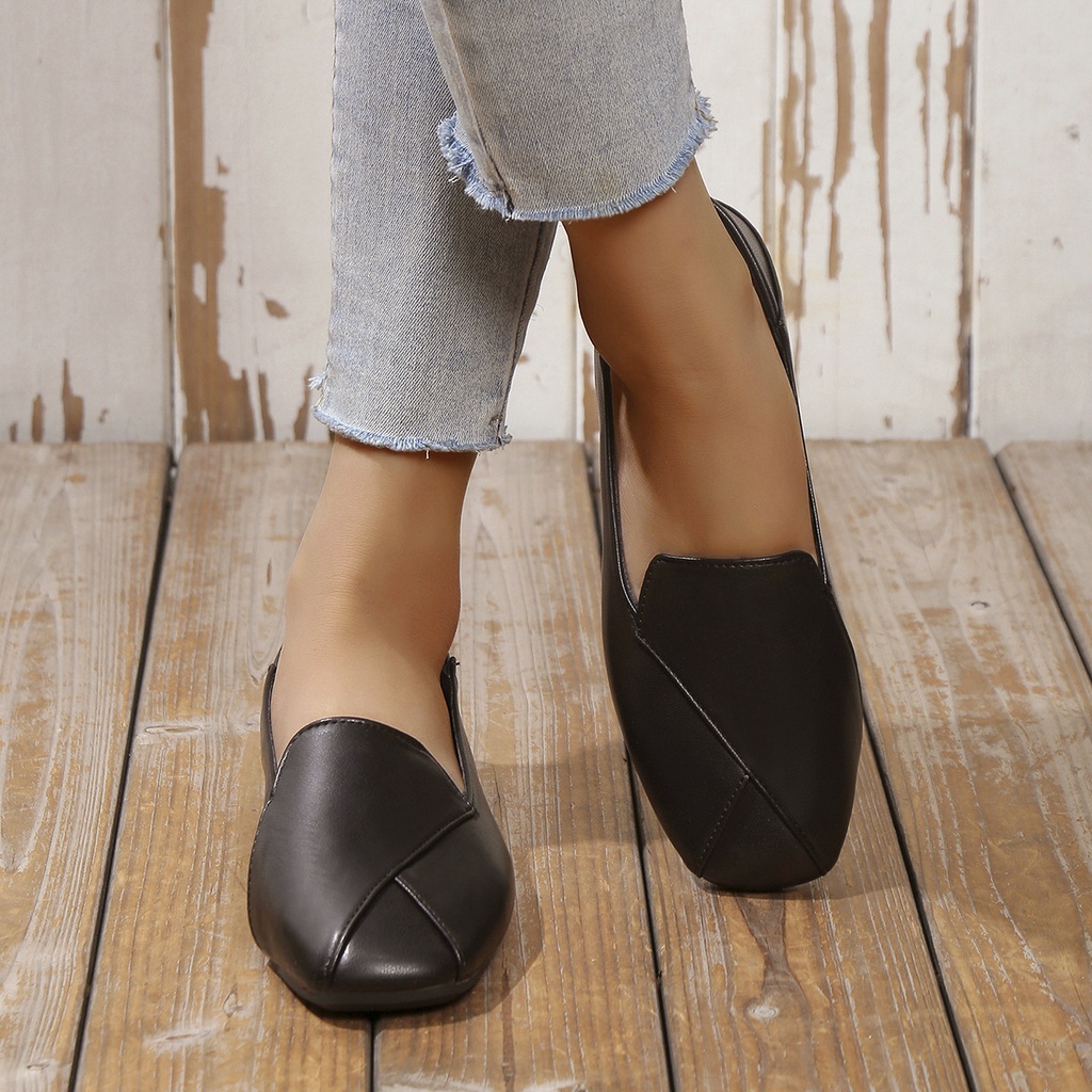 Plus Size Flat Square Toe Shoes Women's Shallow Mouth