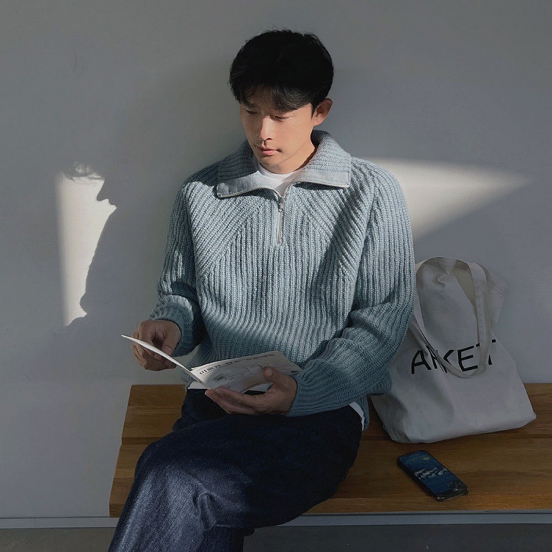 Men's Autumn And Winter Turtleneck Half Zip Sweater