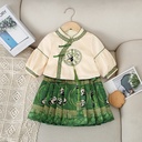 Girls Dress Fashion National Style Children's Two-piece Suit Horse-face Skirt