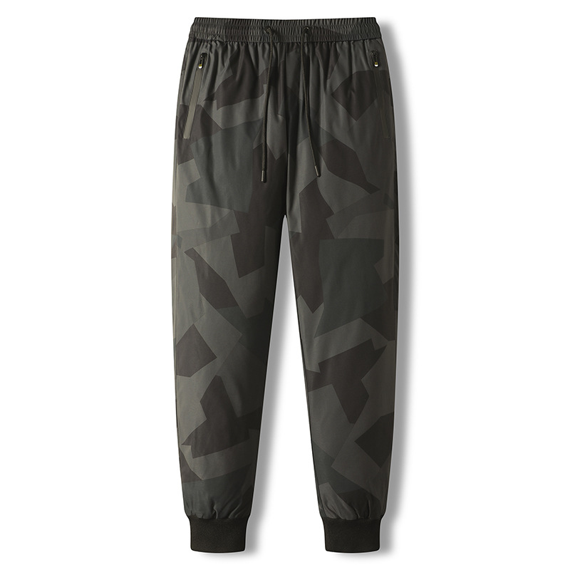 90 Men's Winter New Elastic Waist Down Wadded Trousers