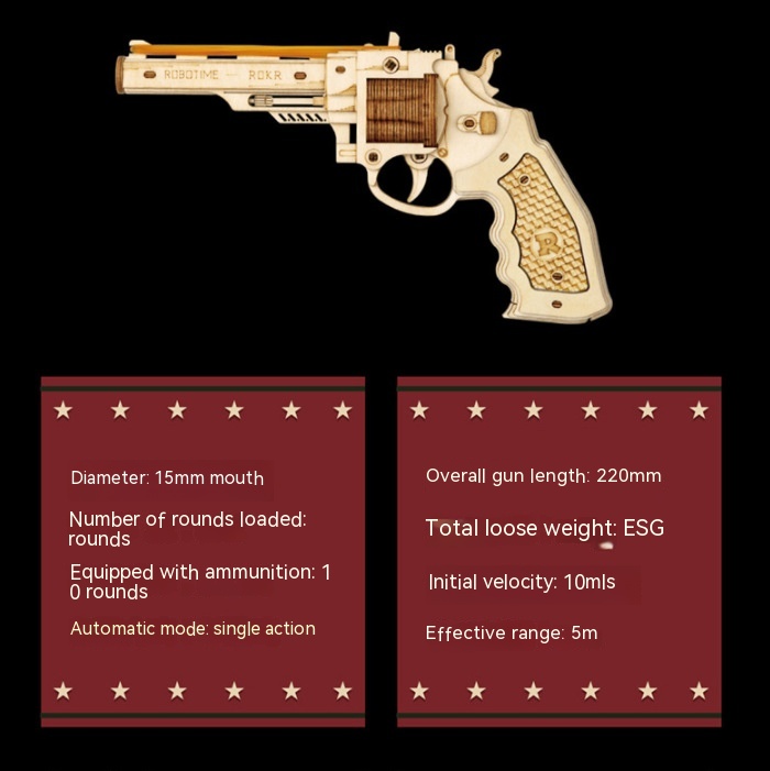 Submachine Gun Toy Simulation Wooden Assembled 3d 3d Puzzle Model Children's Toy