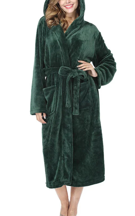 Flannel Couple Lapel Solid Print Nightgown