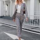 Plaid Trousers Two-piece Business Suit Suit Nine-point Pants Double-breasted