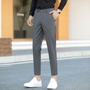 Men's Casual Ankle-length Pants Stretch Ankle-tied Suit Pants Slim Fit 9 Points