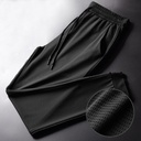 Slim men’s mesh silk pants with an ankle drawstring