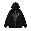 Dark High Street Letter Printing Hooded Loose Sweater Men