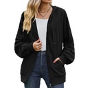 Women's Fashion Solid Color And V-neck Zipper Loose Sweater Coat
