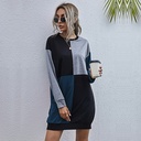 فستان نسائي جديد بسحب علوي بأكمام طويلة وألوان متباينة