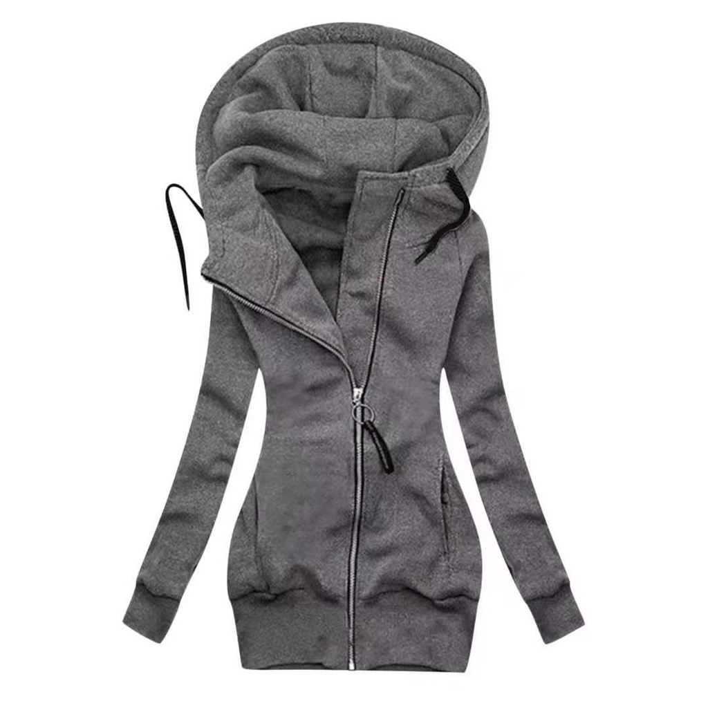 Cardigan Solid Color Mid-length Simple Zipper Coat Sweater