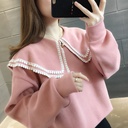 Fashion Long-sleeved Doll Collar Top Net Celebrity Super Hot