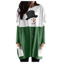 Stand-Alone Snowman Print Long Sleeve Pocket Long T-Shirt