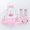 Newborn Cotton Rose Pink Birthday Romper Princess Dress Four Piece Suit