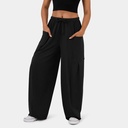 Fashionable And Stylish Elastic Waist Pleated Wide Leg Pants