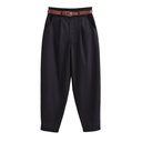 Women's Solid Color With Belt Casual Trousers