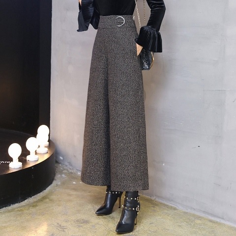 Woolen Wide-Leg Pants for Women