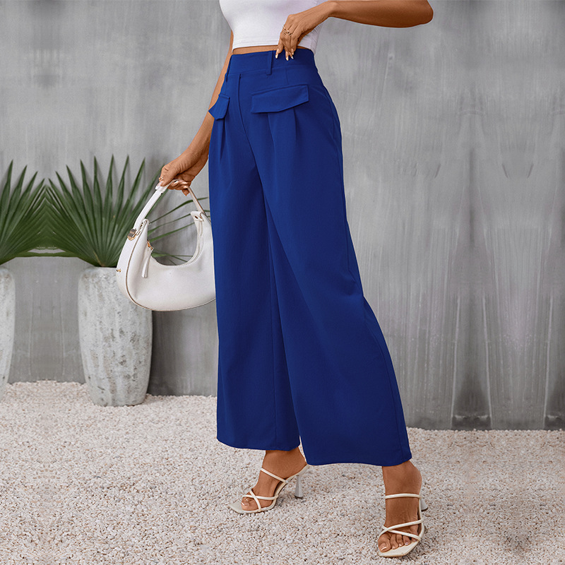 Autumn New European And American Blue Commuter Wide-leg Pants