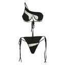 Women's One Shoulder Perspective Mesh Vest Briefs Suit