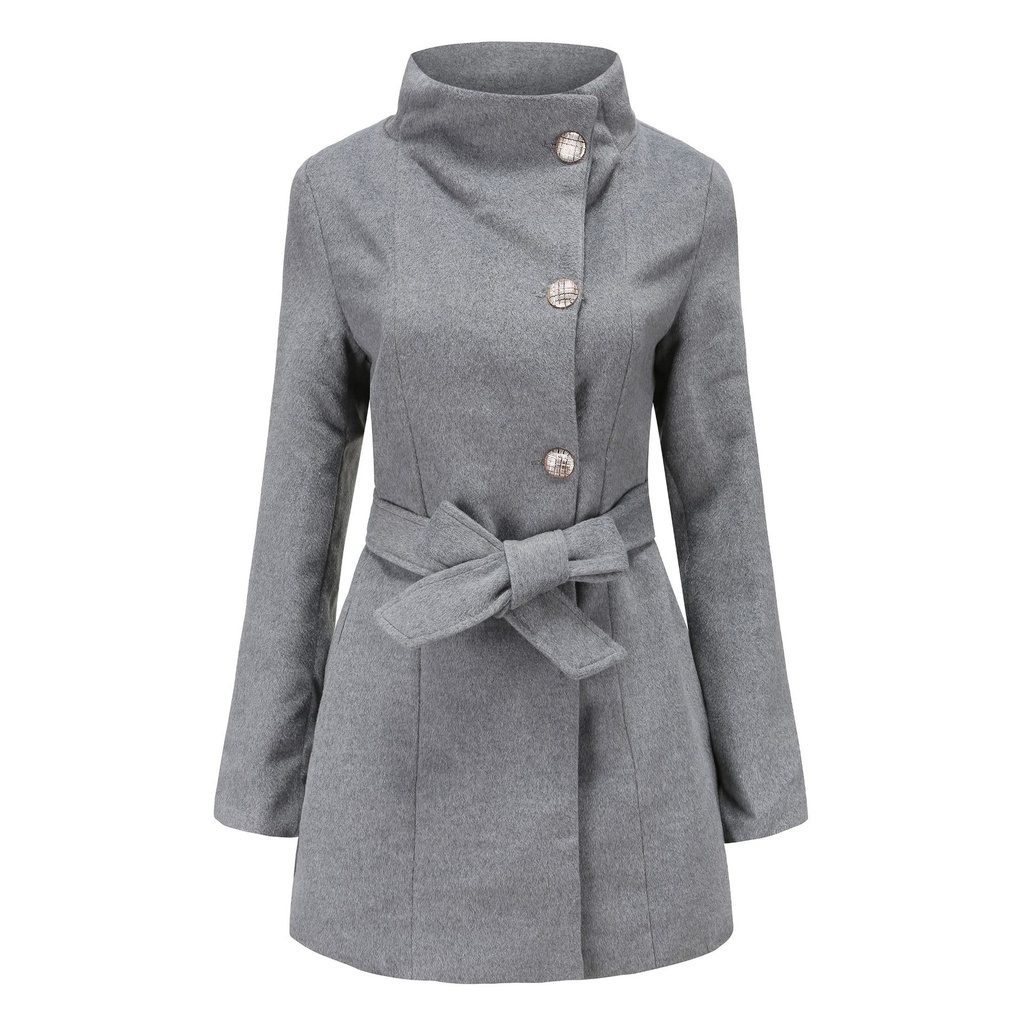 Women's Long Slim Fit Long Sleeve Woolen Coat