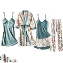  New Women Kimono Bathrobe Gown Satin Print Flower Sleepwear Homewear
