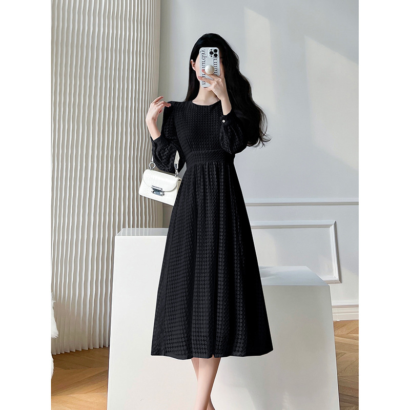 French Celebrity Temperament Lace Waist Dress