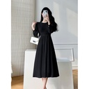 French Celebrity Temperament Lace Waist Dress