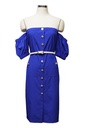 European and American sexy women's dress with one word collar and buttoned pockets short sleeves