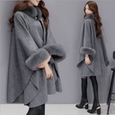 Fox Fur Collar Mid-length Woolen Coat