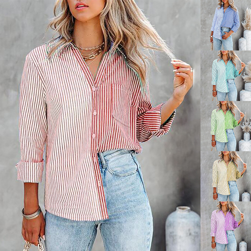 Striped Contrast Print Long-sleeved Cardigan