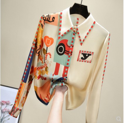 Elegant chiffon shirt with a modern European design and long sleeves