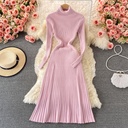 Women's Fashion All-match Solid Color Slim Fit Thin Over The Knee Woolen Skirt
