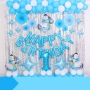 A birthday party set including balloons and decorations, perfect for celebrating birthdays or welcoming a newborn, adding a joyful and festive atmosphere to the occasion 